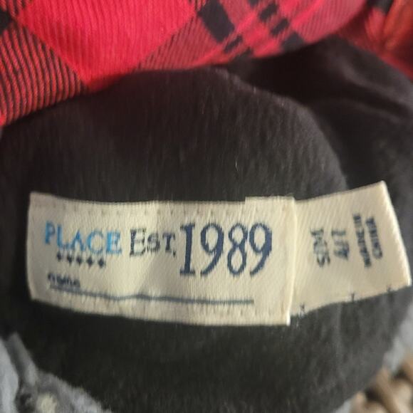 CHILDRENS PLACE Kids Trapper Hat Sz S/M 4/7 Red Plaid Sherpa Lined Winter - Picture 7 of 8
